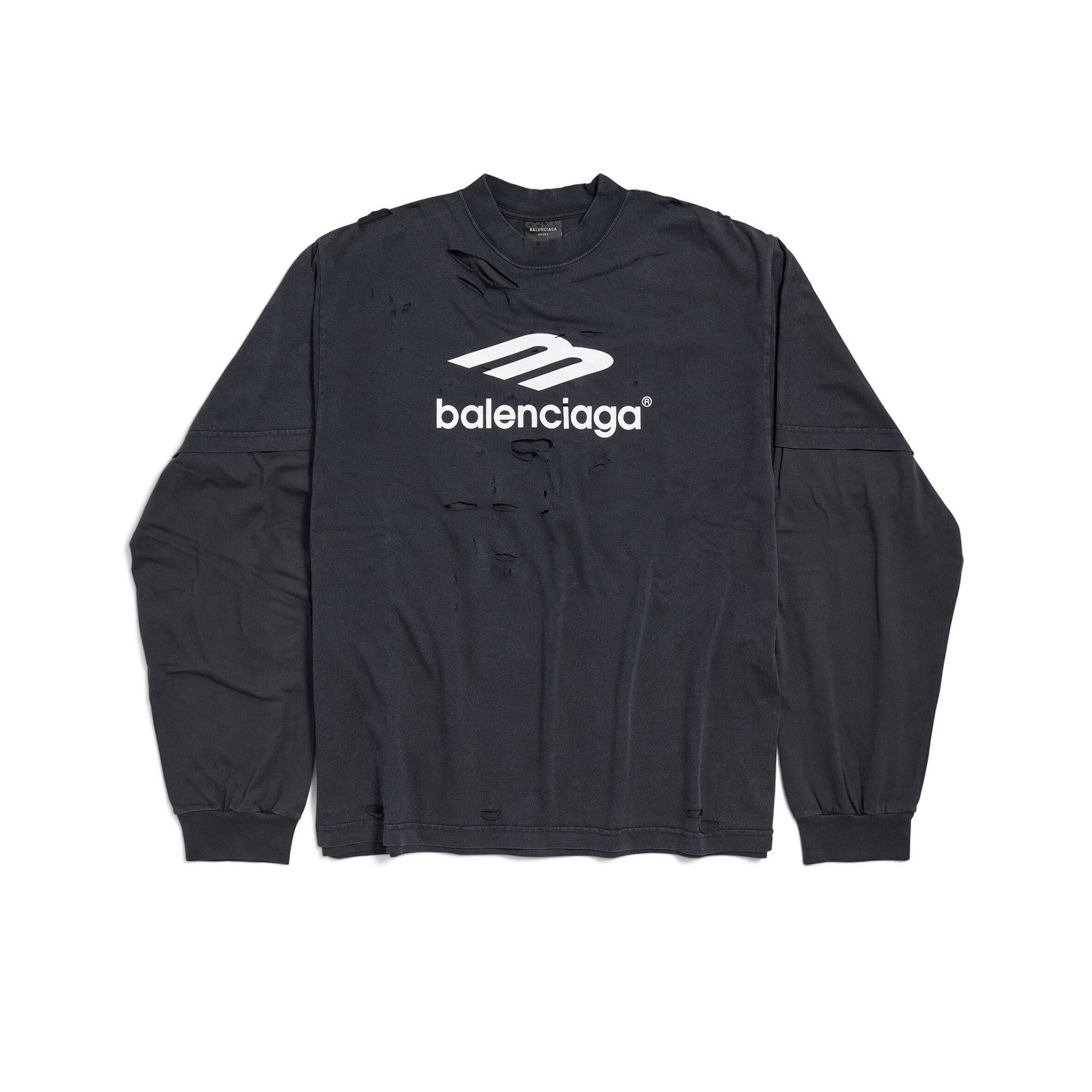 3b Sport Icon Medium Fit Layered T-shirt Men's Retro High Street Trend Round Neck Spring And Autumn Fake Two T-shirt #71846