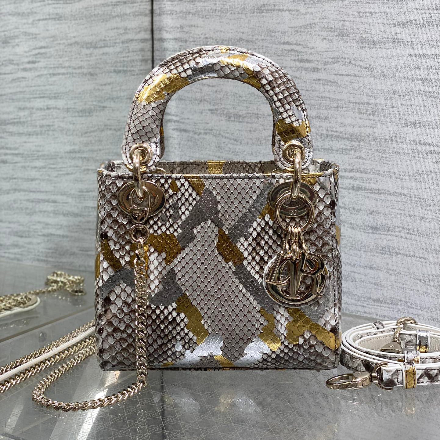 CD Lady Women's Solid Color Metal Pendant Detachable Chain Shoulder Strap Snake Skin Single Shoulder Crossbody Handbag Bag Bags #77722