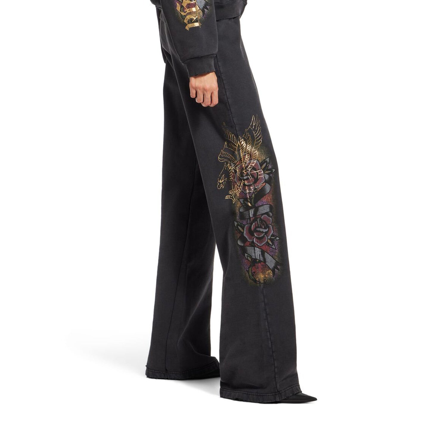 Women's Tacky Flared Sweatpants In Black Faded Spring And Summer Fashion Casual Straight Leg Wide Leg Pants Loose Sports Sweatpants Ngvp #1276