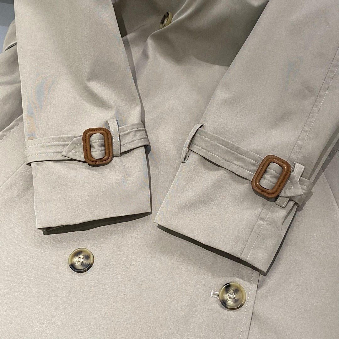 Women's Spring and Autumn Solid Color Letter Embroidery Lapel Double Breasted Long Sleeve Trench Coat Jacket #72316