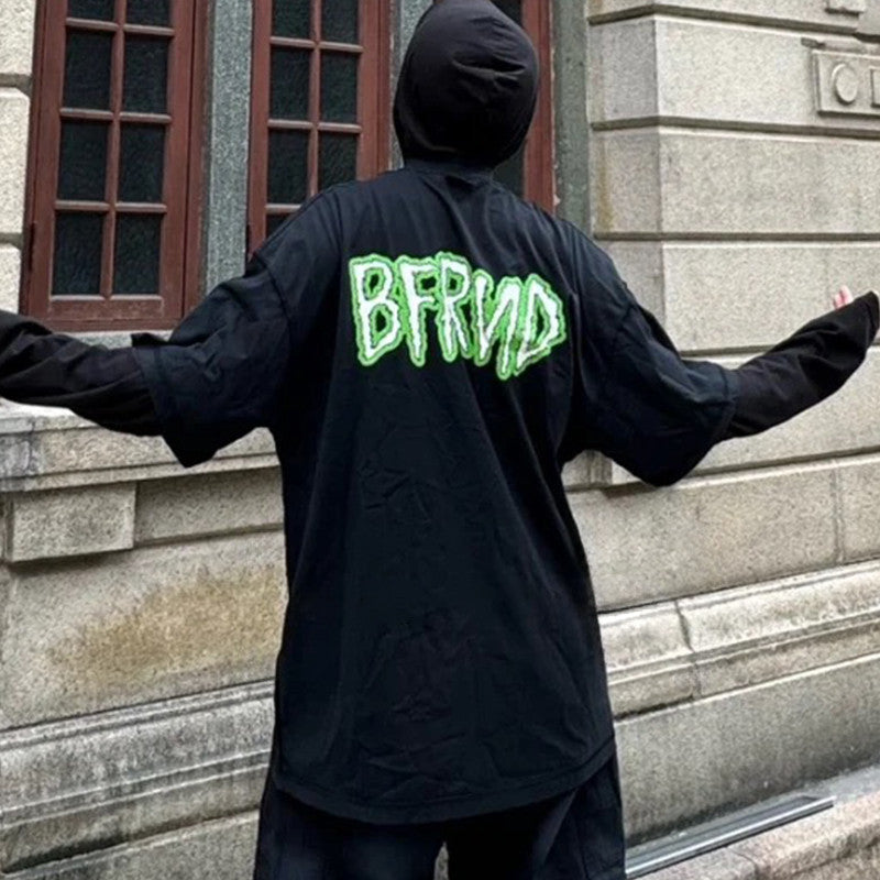 Men Women Spring Summer Fashion High Street Loose Casual Short Sleeve Printed Cotton Black T-shirt Ngvp #7586