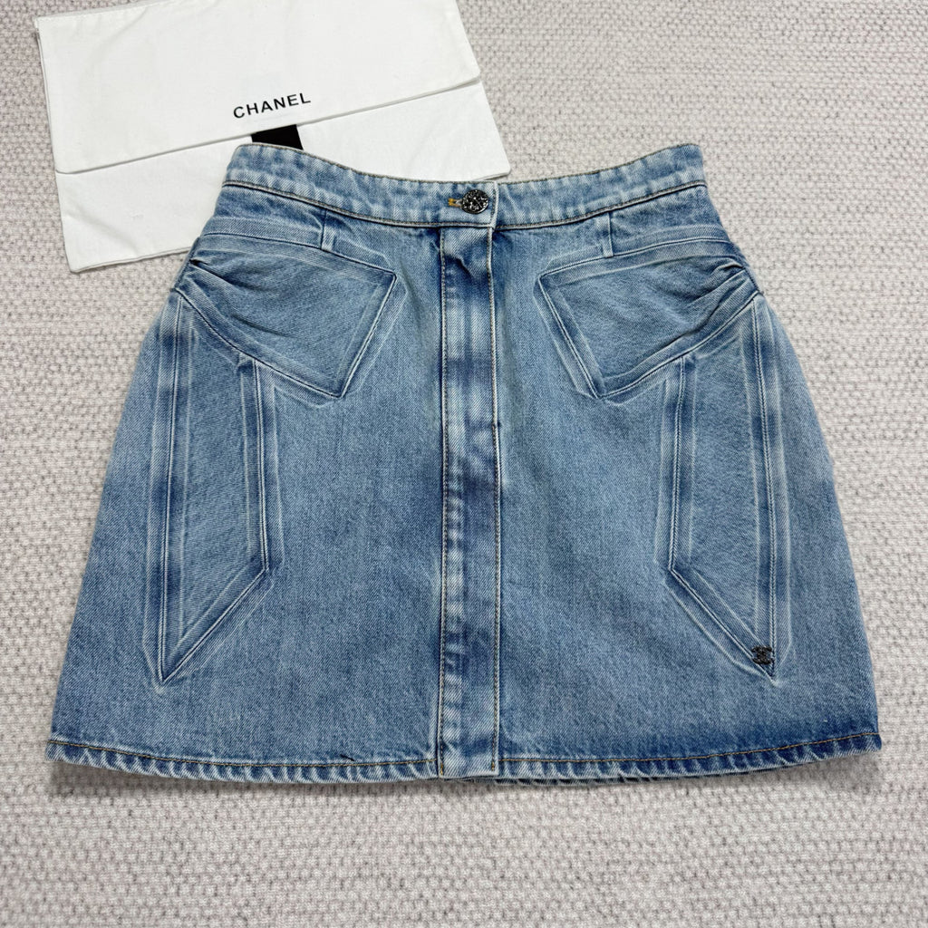 Women's Summer Cotton Bow-Tie Solid-Color Mid-Rise Denim Skirt Ngvp #2589