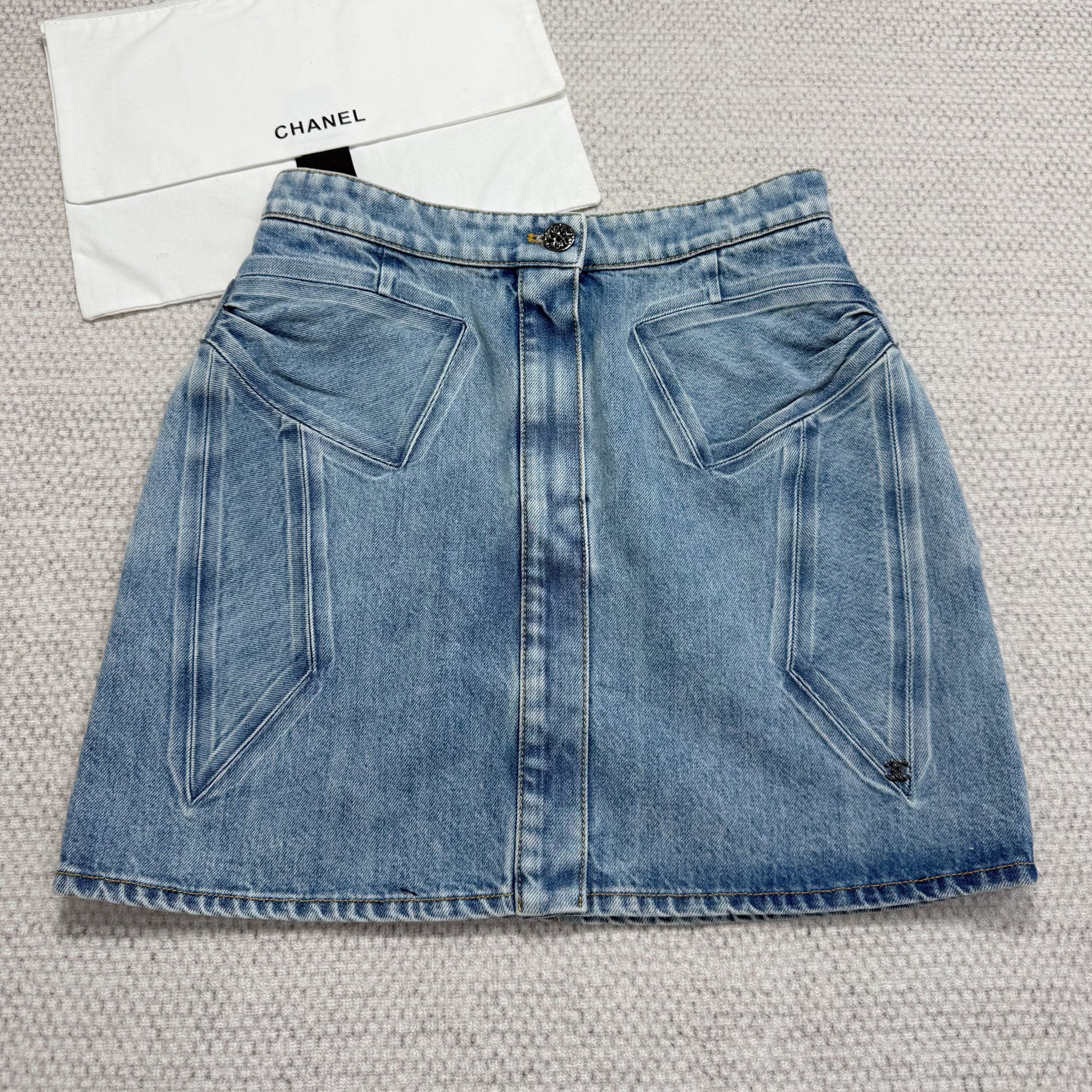 Women's Summer Cotton Bow-Tie Solid-Color Mid-Rise Denim Skirt Ngvp #2589