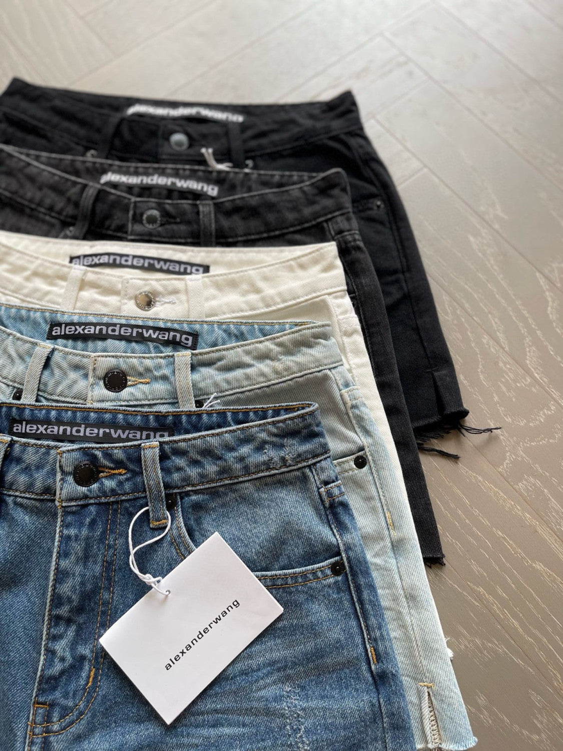 Women's Summer Washed Solid Colour Worn Raw Edge Denim Shorts #76852