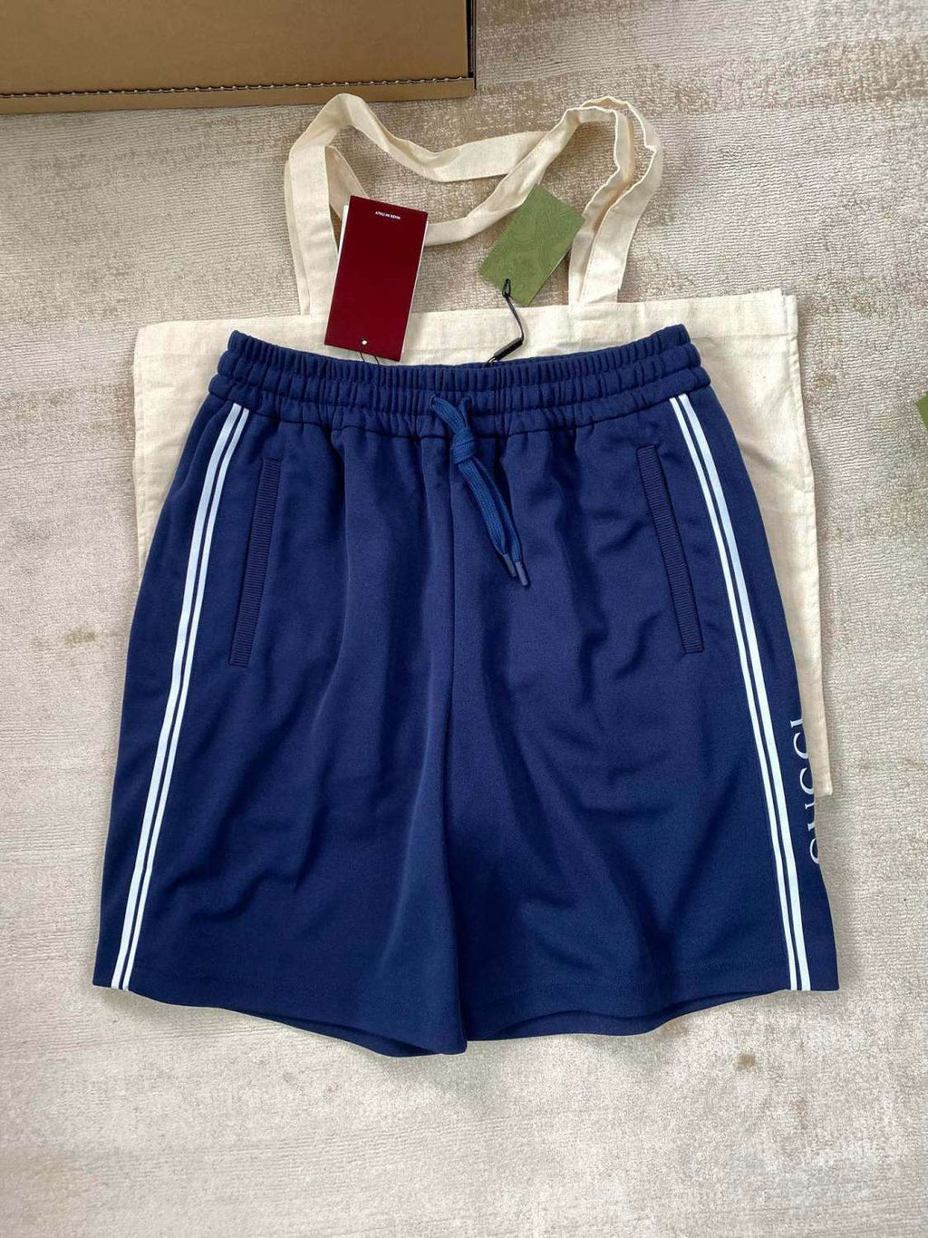 Men's Summer Blue Letter Printed Straight Lace Up Plain Knit Casual Shorts Pants #99611