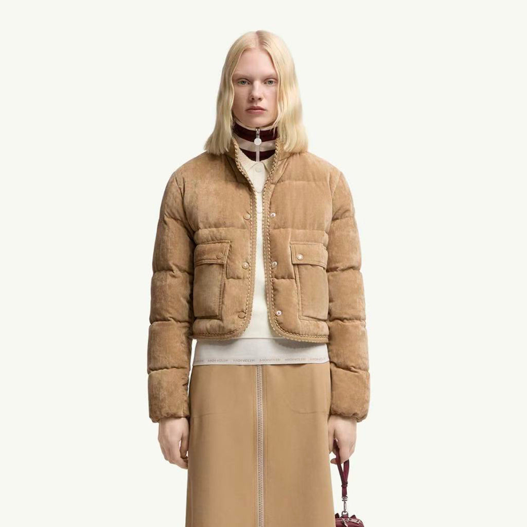 2025 FallWinter Corduroy Short Square Neck Warm Jacket #83154A