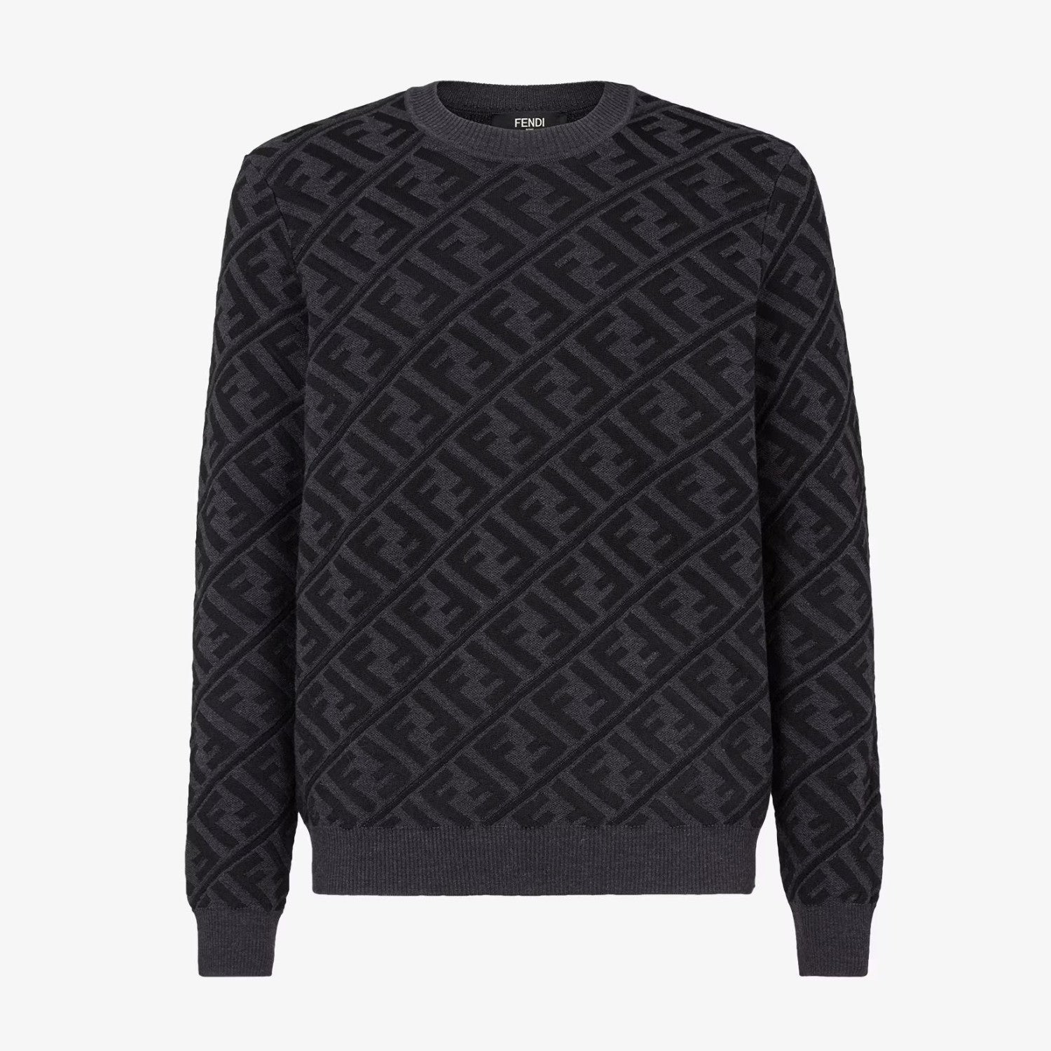 Men's Spring and Autumn Black Letter Logo Full Print Knit Pullover Long Sleeve Sweater #98165