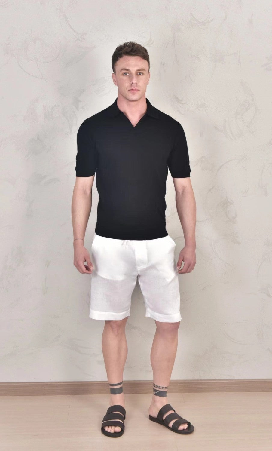Men's Summer Solid Color Lapel Fit Ryome Short Sleeve Polo Shirt Ngvp #8214