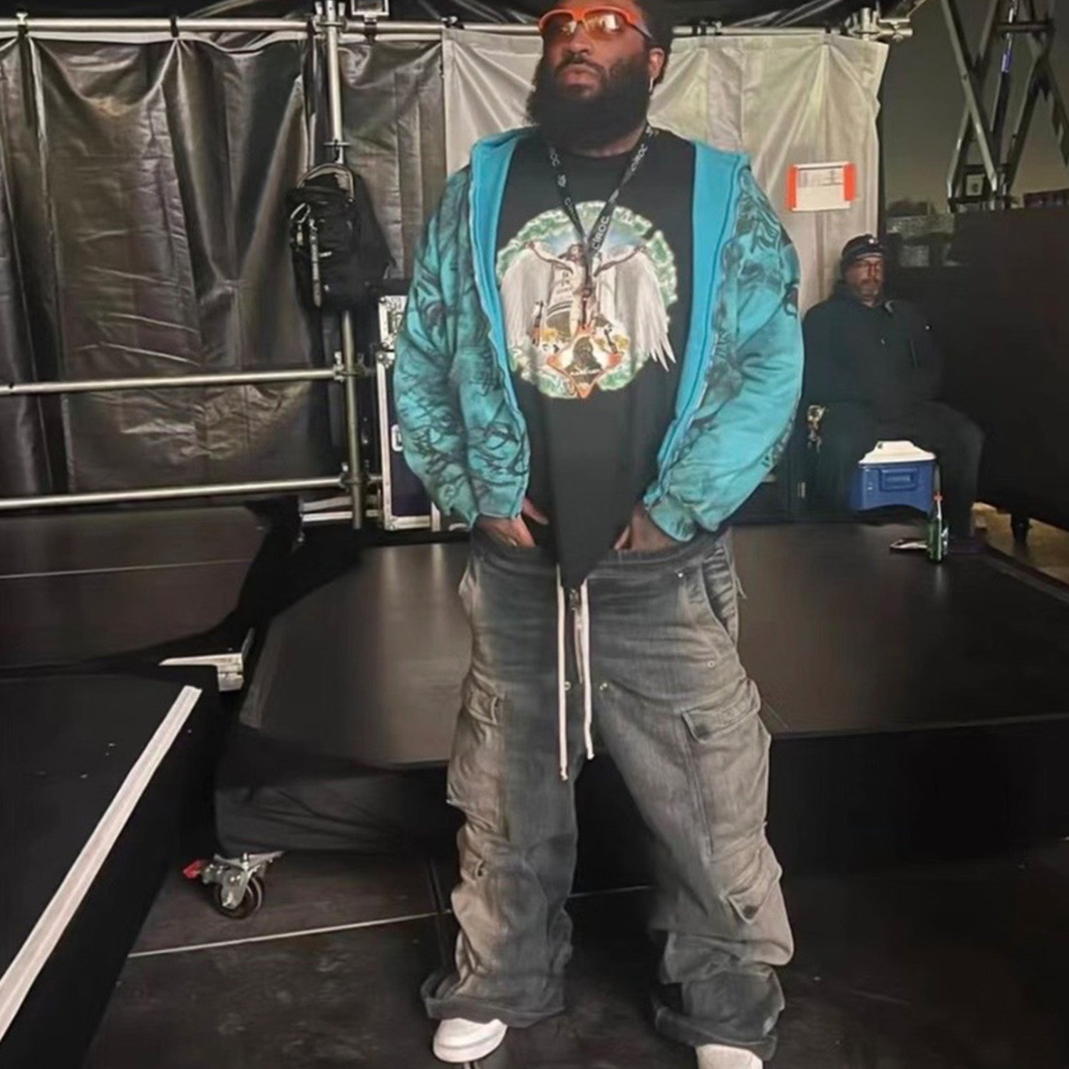 Men's And Women's Seasonal Retro Distressed Gradient Washed Wide Leg Workwear Denim Pants Ngvp #8322