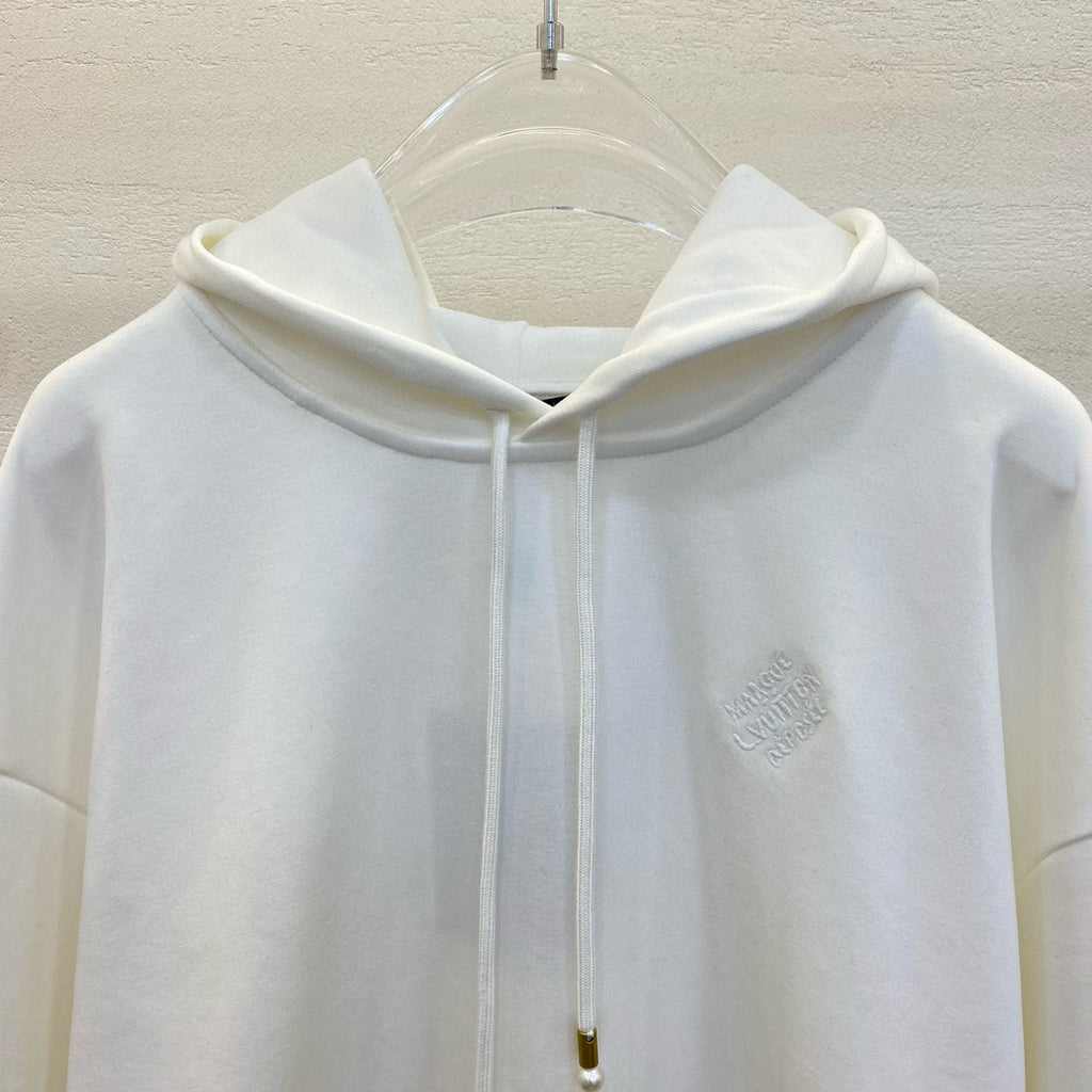 Men's Spring and Autumn White Logo Letter Embroidery Long Sleeve Hooded Sweatshirt Pullover #98778