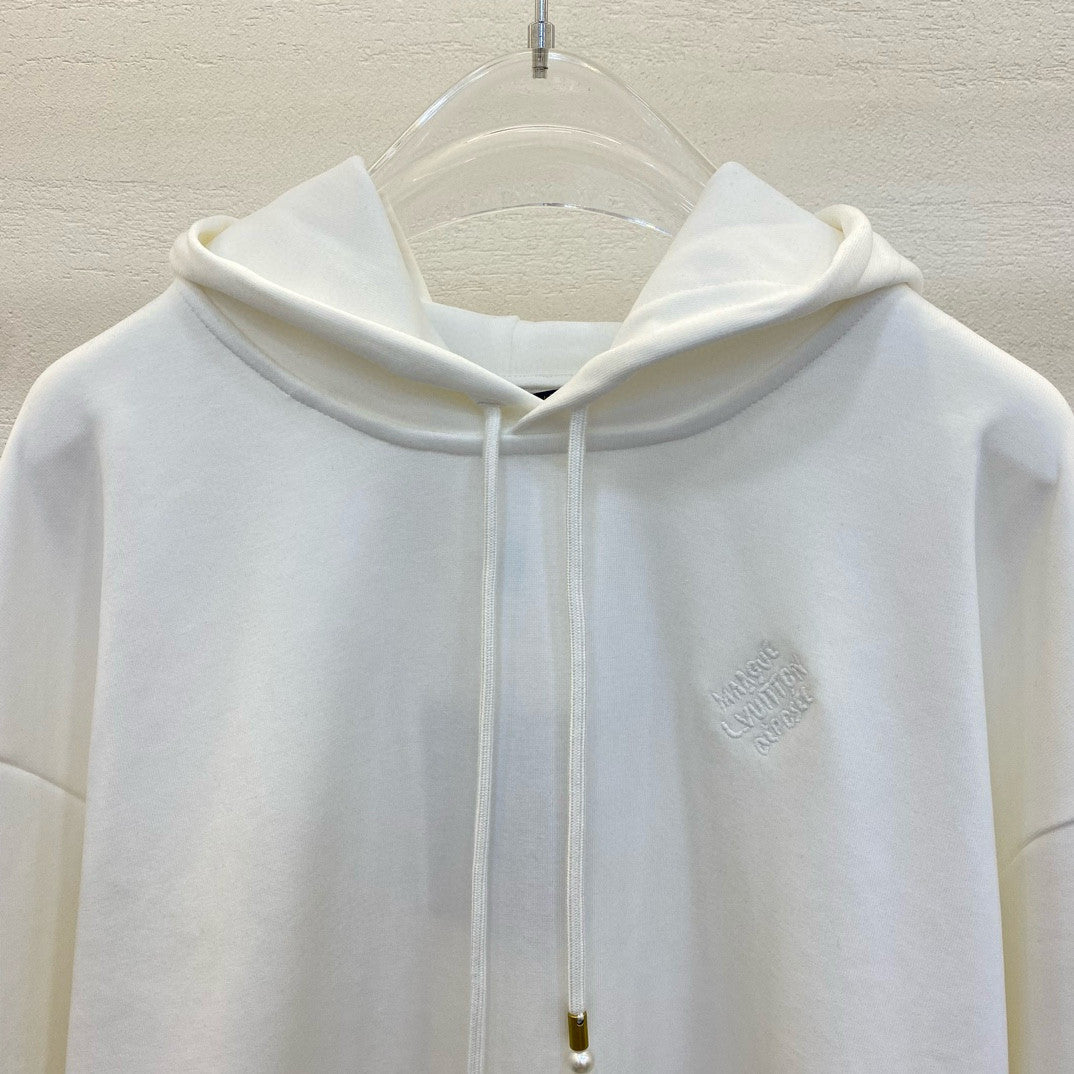 Men's Spring and Autumn White Logo Letter Embroidery Long Sleeve Hooded Sweatshirt Pullover #98778