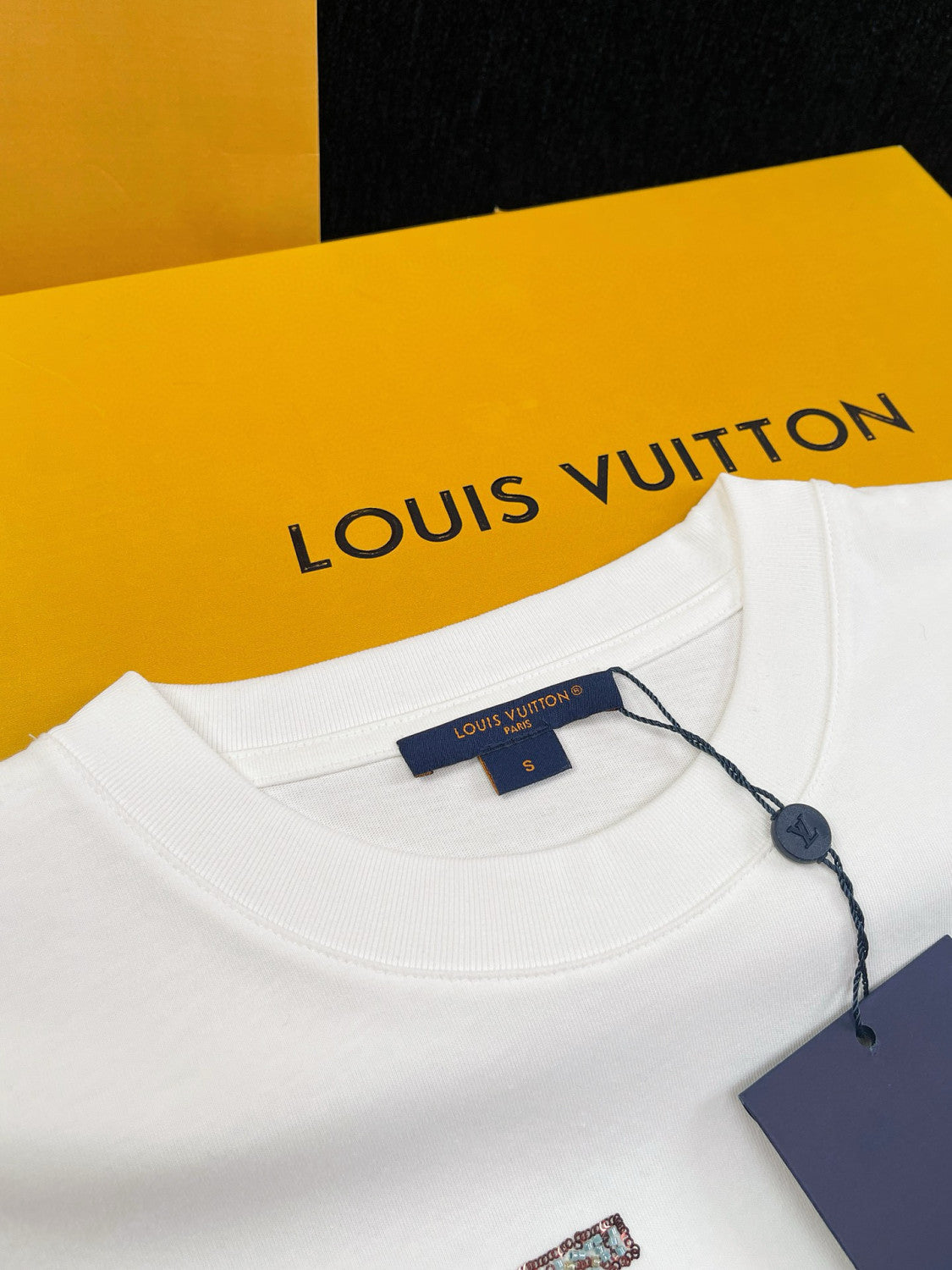 Men's Summer Logo Beaded Embroidery White Cotton Round Neck Short Sleeve T-Shirt #98378