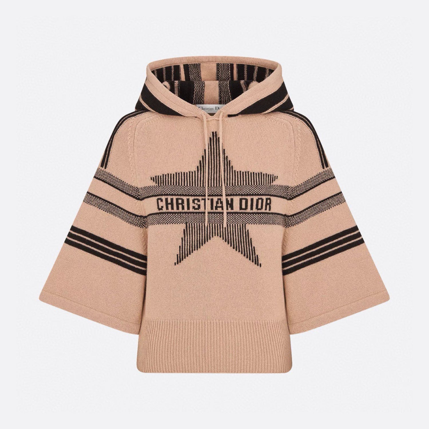 Women's Spring and Autumn Letter Printed Drawstring Hooded Seven Sleeve Cashmere Sweater #73847