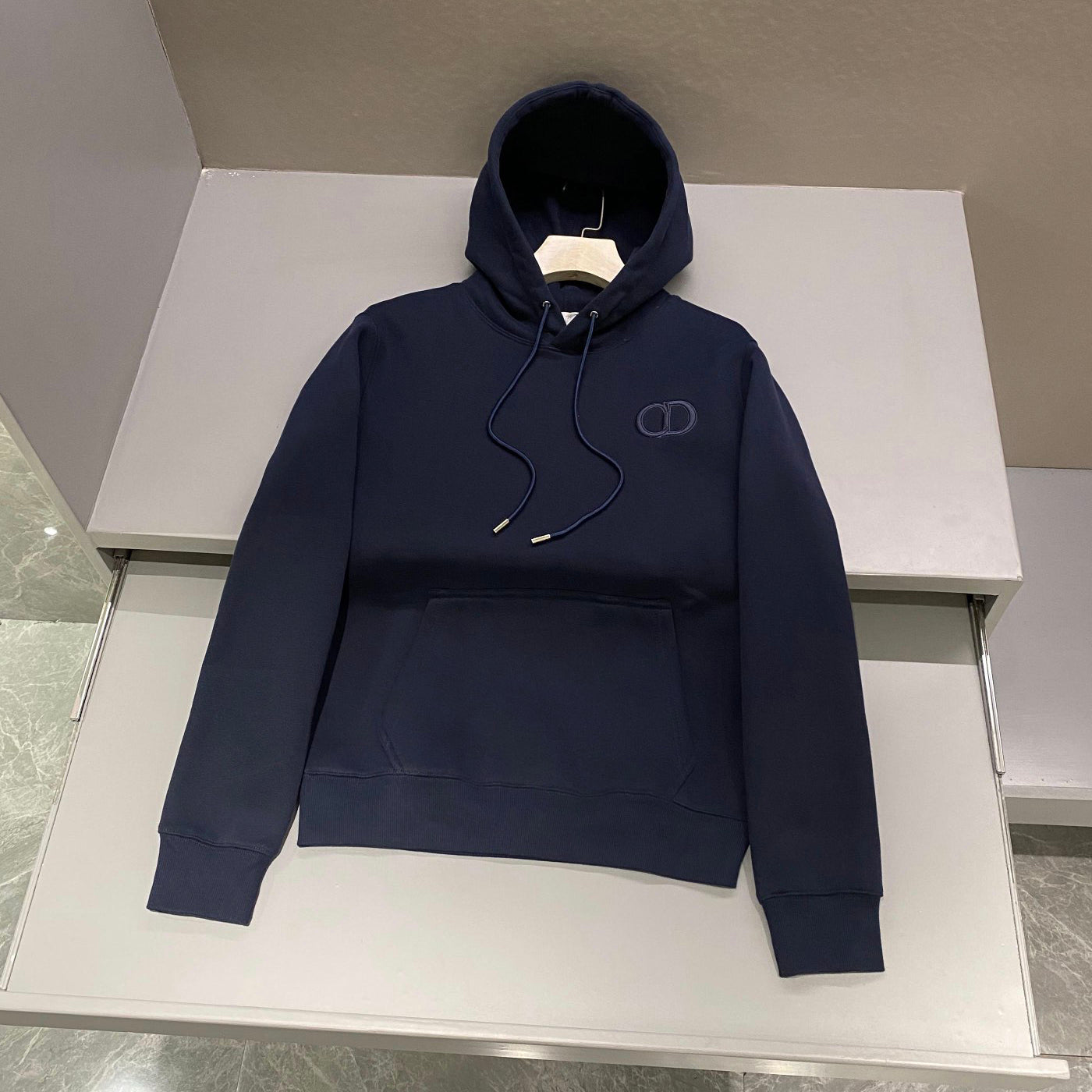 Men's and Women's Spring and Autumn Solid Color Embroidered Logo Cotton Hooded Drawstring Sweatshirt Pullover #72938