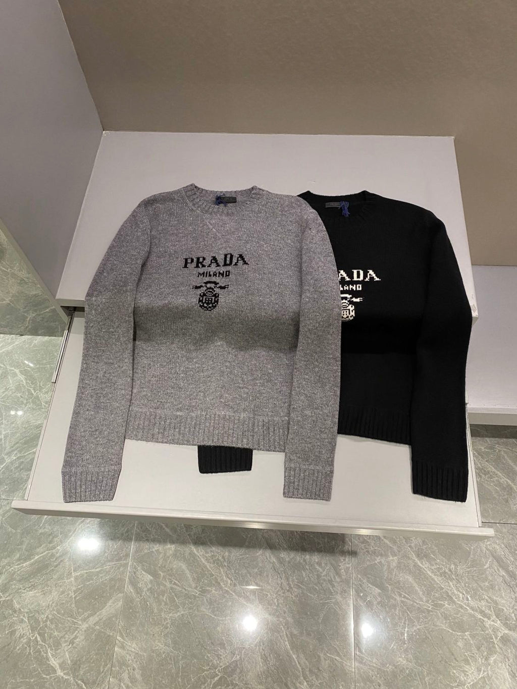 Men's Spring And Fall Solid Color Round Neck Printed Logo Cashmere Knit Sweater Pullover #74724