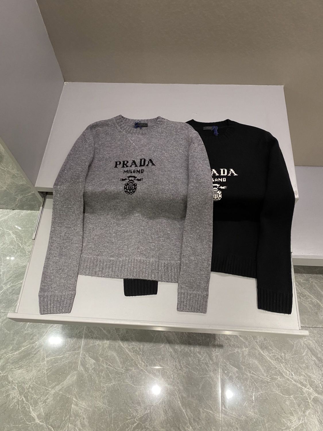 Men's Spring And Fall Solid Color Round Neck Printed Logo Cashmere Knit Sweater Pullover #74724