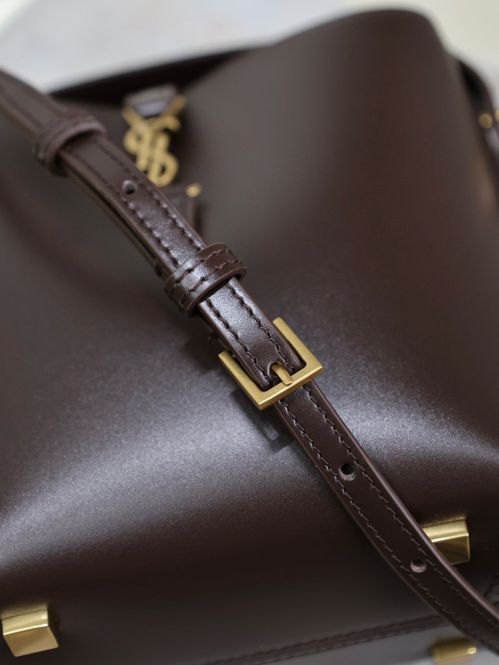 YS Women's LE 37 Logo Hook Buckle mini Small Glossy Solid Color Bucket Bag Suede Leather Handbags Casual Bags 7490362R20W9207 #81334