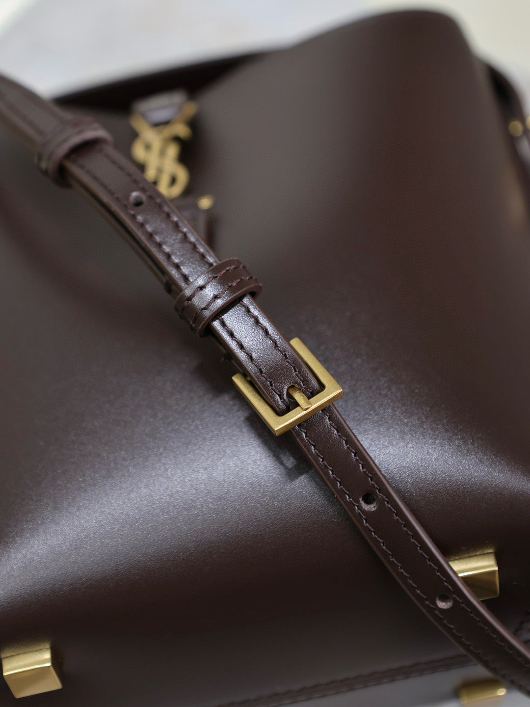 YS Women's LE 37 Logo Hook Buckle mini Small Glossy Solid Color Bucket Bag Suede Leather Handbags Casual Bags 7490362R20W9207 #81334