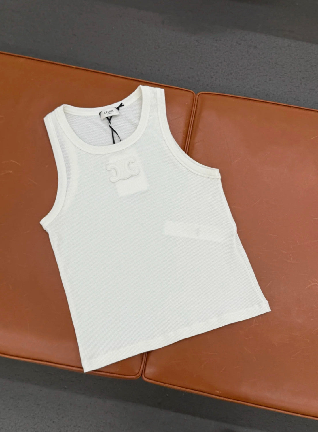 Women's Summer Solid Color Embroidered Logo Print Round Neck Sleeveless Tank Top Vest #74998