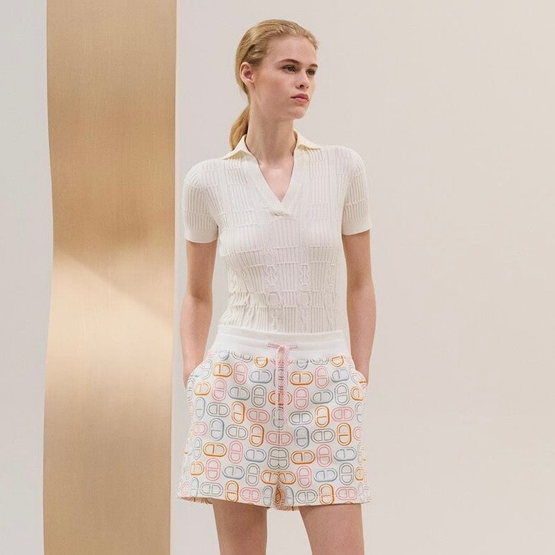 Women's Knitted V-neck Spring. Autumn And Winter Silk Cotton Blend Short Sleeve Pullover Top Solid Color Sweater Ngvp #1394