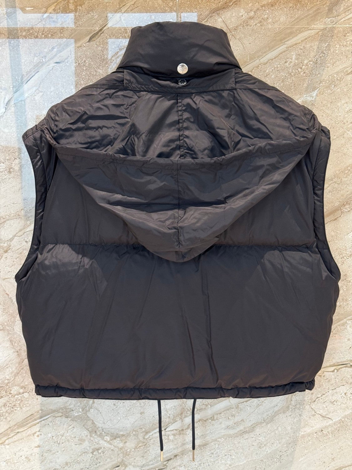 Puffer Jacket Black Women's recycled nylon fabric Triangular logo Detachable sleeves Down jacket Insulated vest  #194193