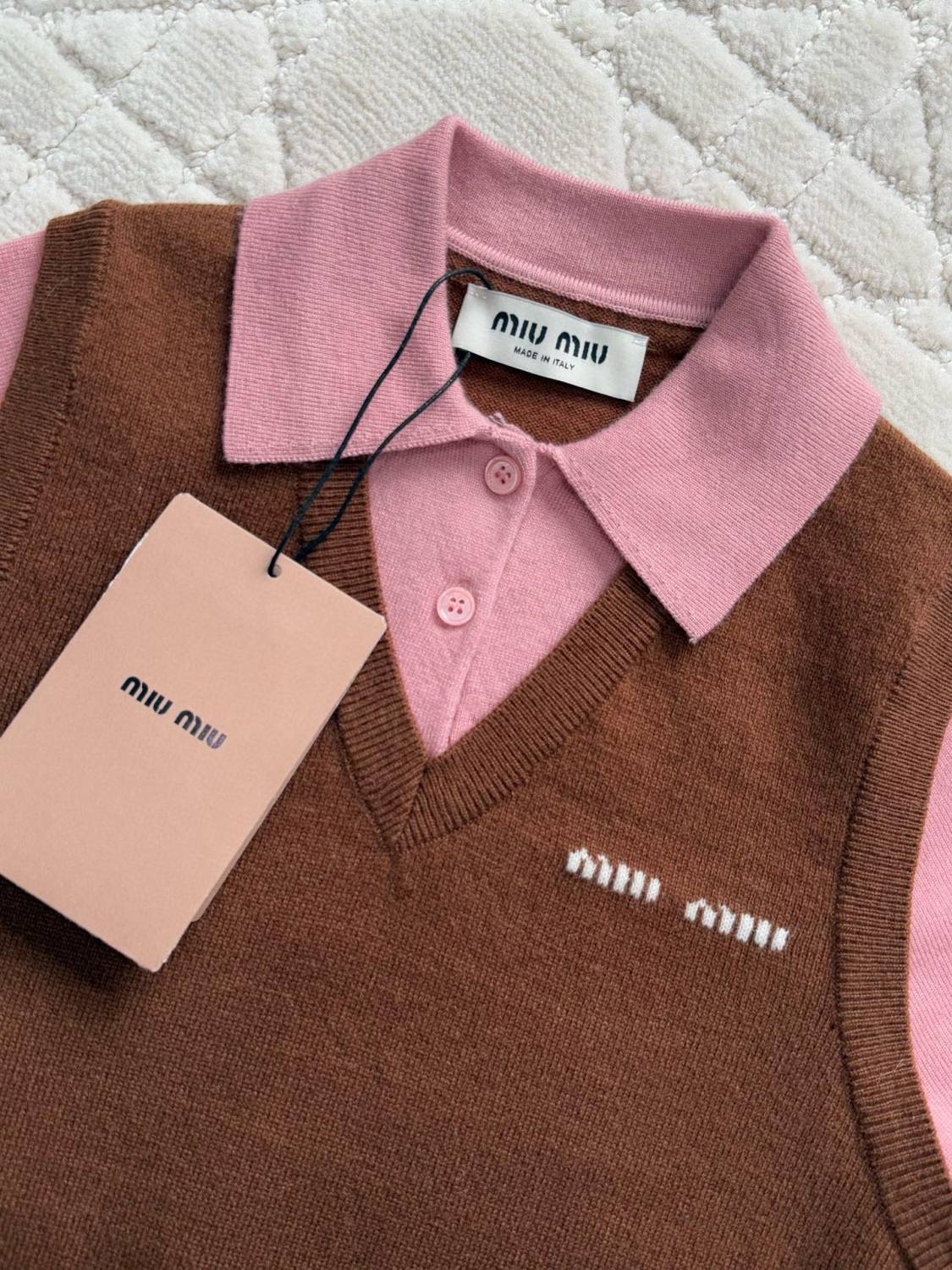 Women's Colorblocked Knit Loose Short Sleeve Polo Neck Knit Sweater #76256