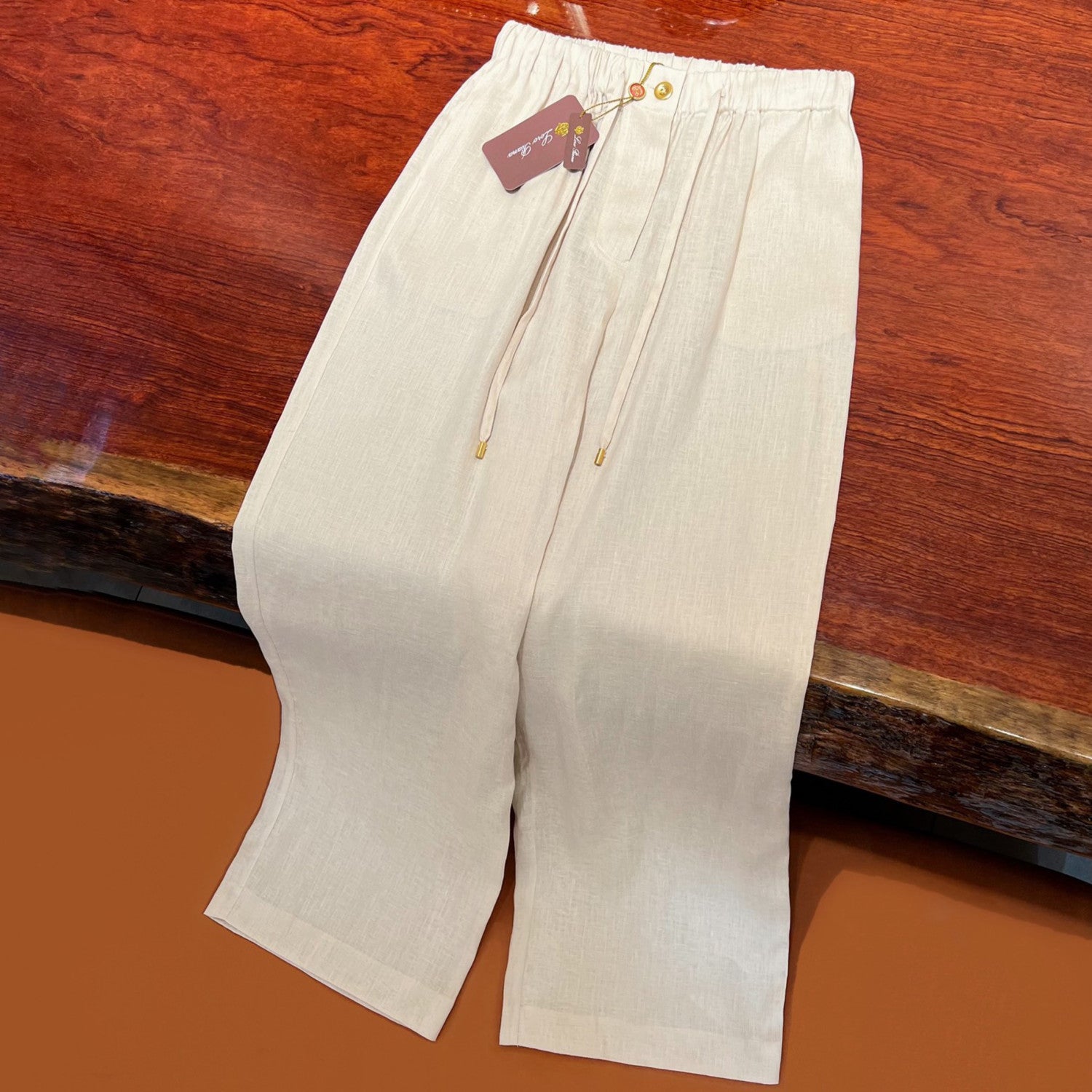 Women's Spring And Summer Straight Linen Pants Fashion Casual Straight Wide Leg Comfortable Drawstring Trousers Ngvp #1613