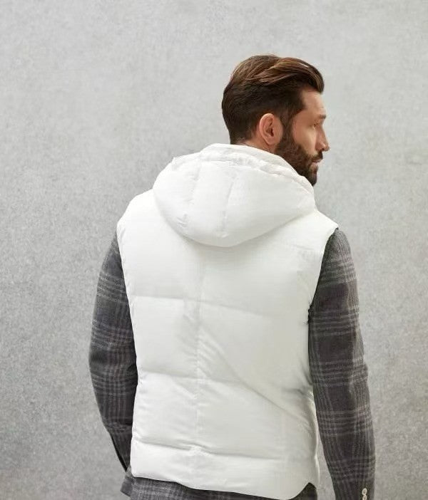 BC Men's Fall And Winter Single-Breasted Hooded Solid Color Fitted Down Vest Jacket #81185