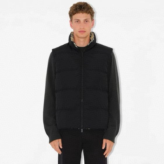 Men's And Women's Fall/winter Fashion Casual Stand Collar Zipper Checkered Reversible Double Sided Checkered Nylon Padded Vest #79369