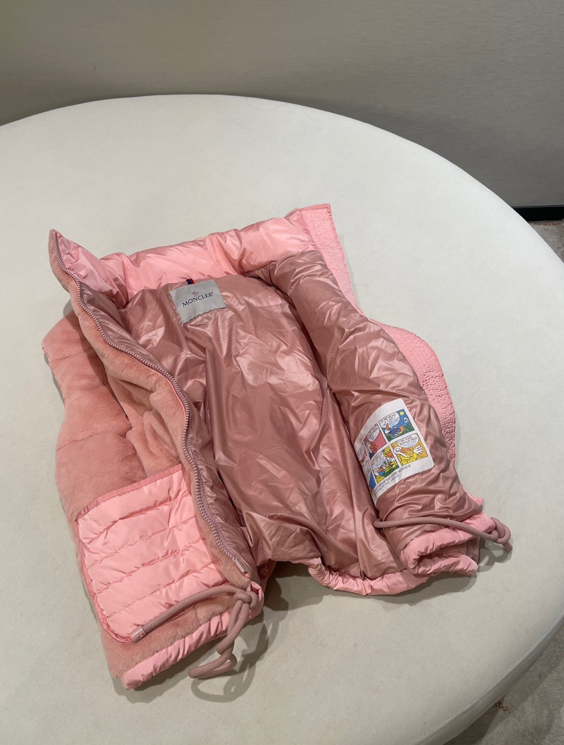 Women's Spring and Autumn Pink Logo Zipper Drawstring Down Sleeveless Vest Jacket #72875