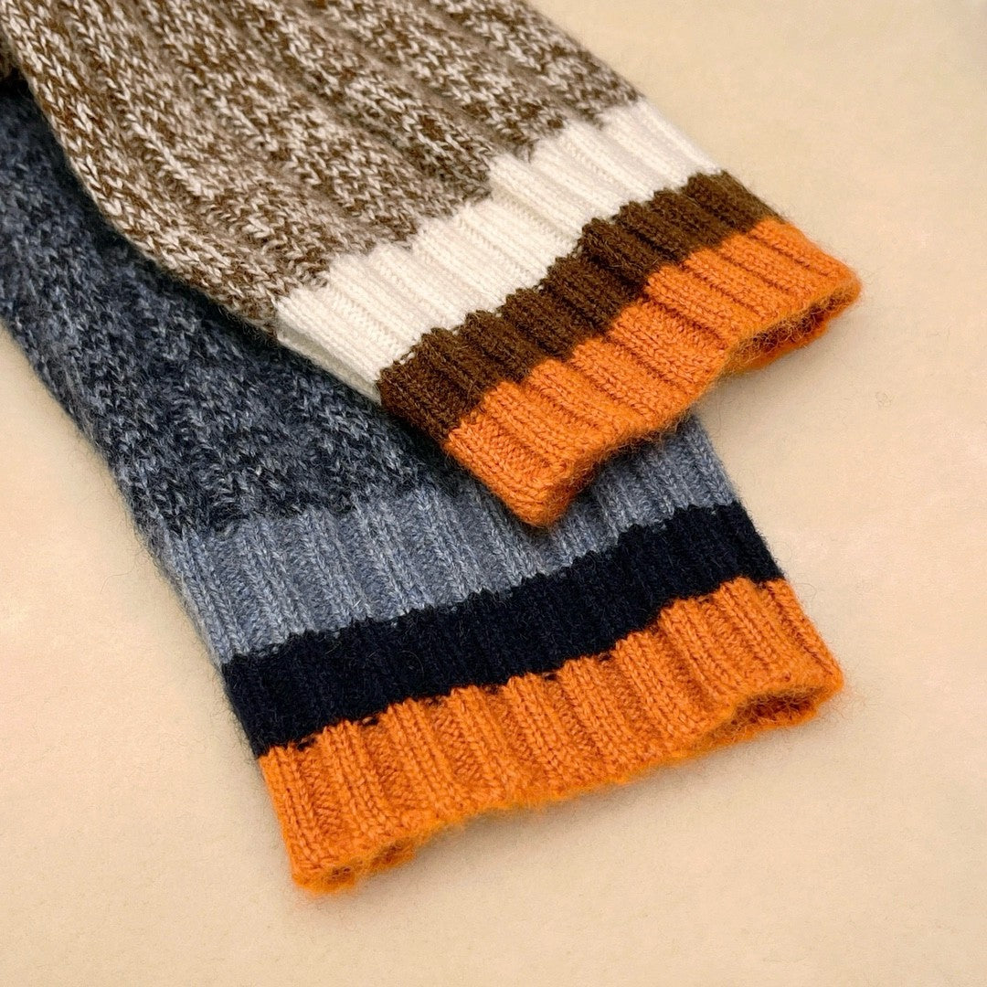 LP Men's Spring & Autumn Fashion Stripe Color Blocking Long Sleeve Knit Sweater Fit Cashmere Crew Neck Sweater Ngvp #9475