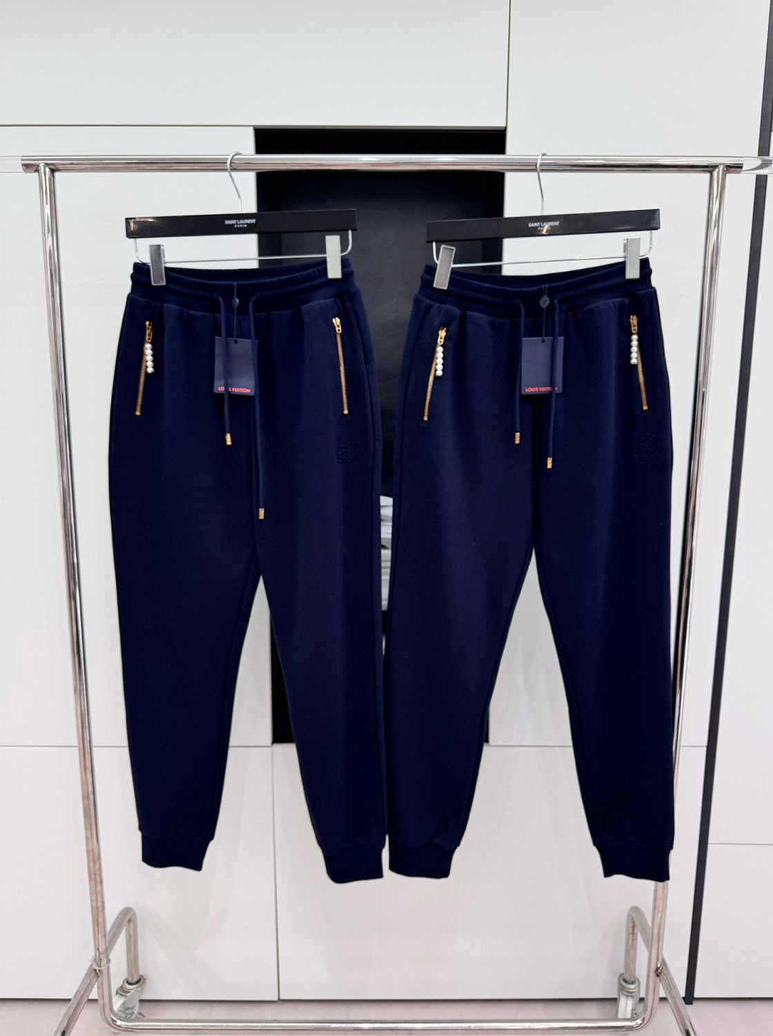 Men's Spring and Fall Letter Embroidered Ribbed Drawstring Casual Pants #99571