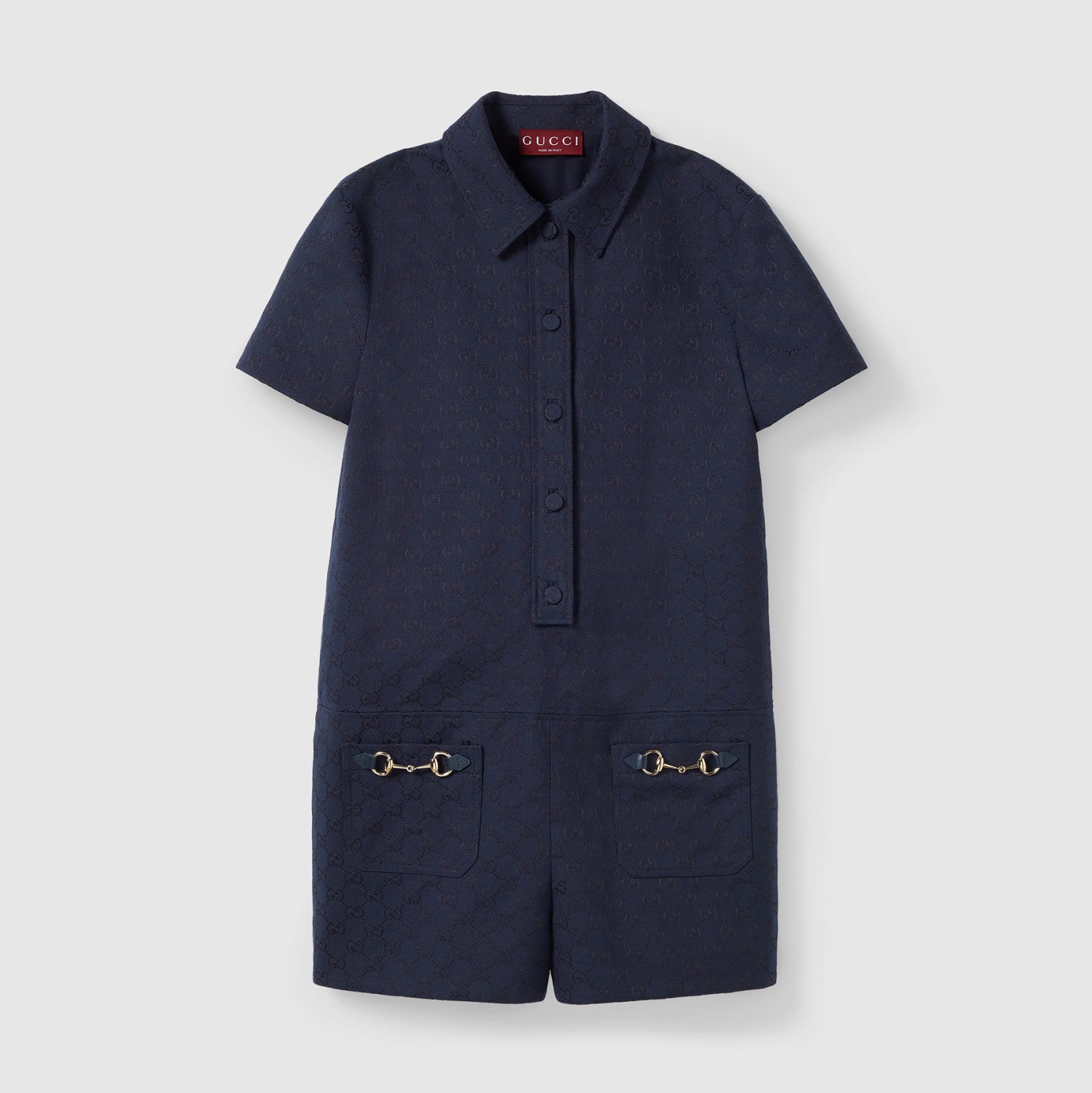 Women's Spring/Summer Monogram Printed Solid Colour Short Sleeve Single Breasted Jumpsuit #76664