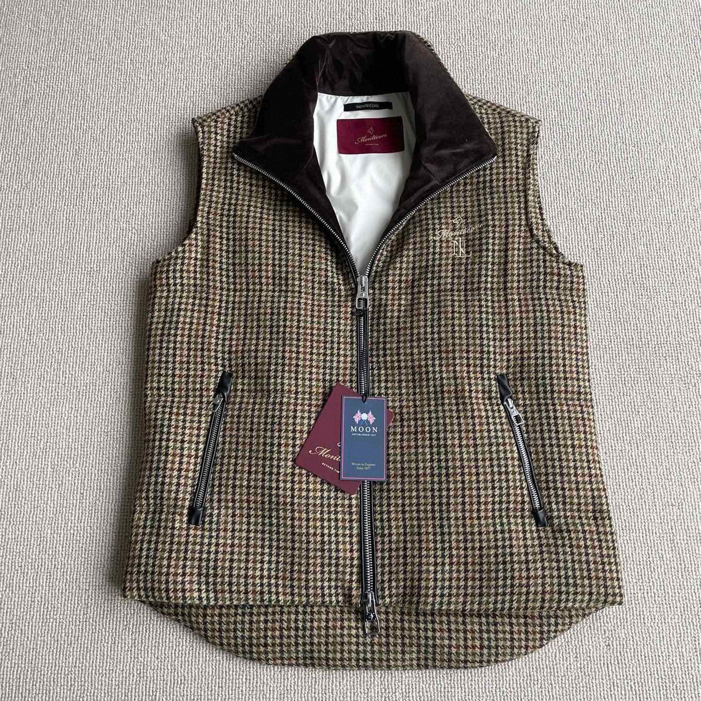 Montecore Men's Winter Chippendale Warm Tweed Wool Puffer Down Vest Jacket #97837