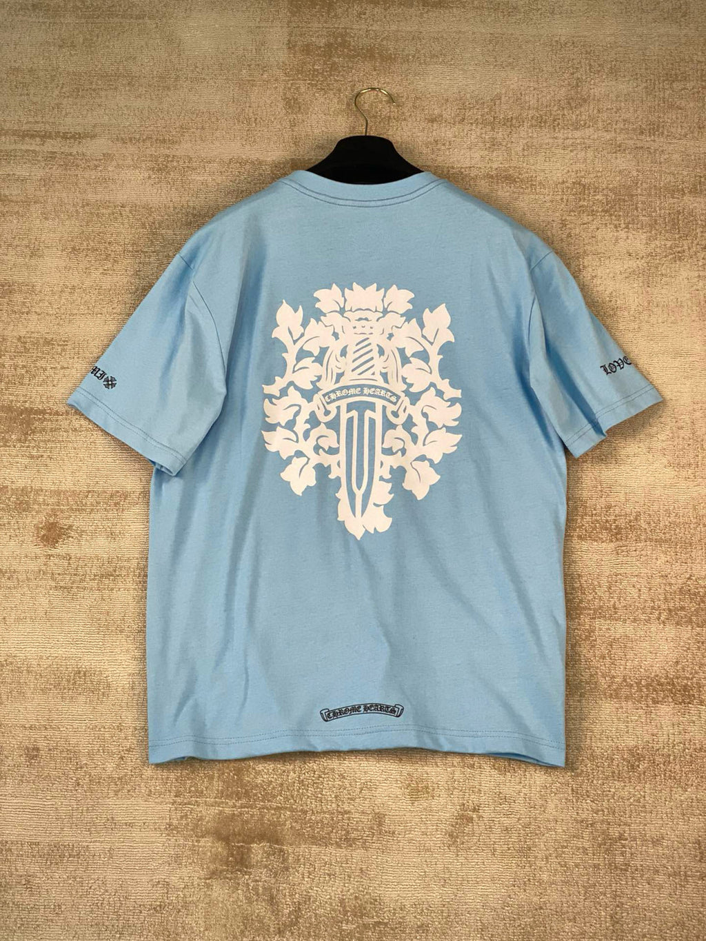 Men's and Women's Summer Blue Cotton Round Neck Loose Fit Short Sleeve T-shirt #98569