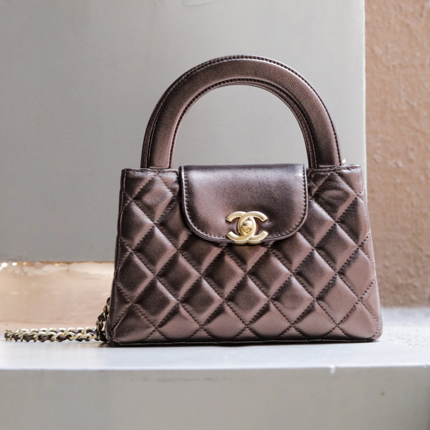 25p Century Vintage Collection Kelly Clutch With Flap Elegant Metal Chain Shoulder Bag Bgas #82165A