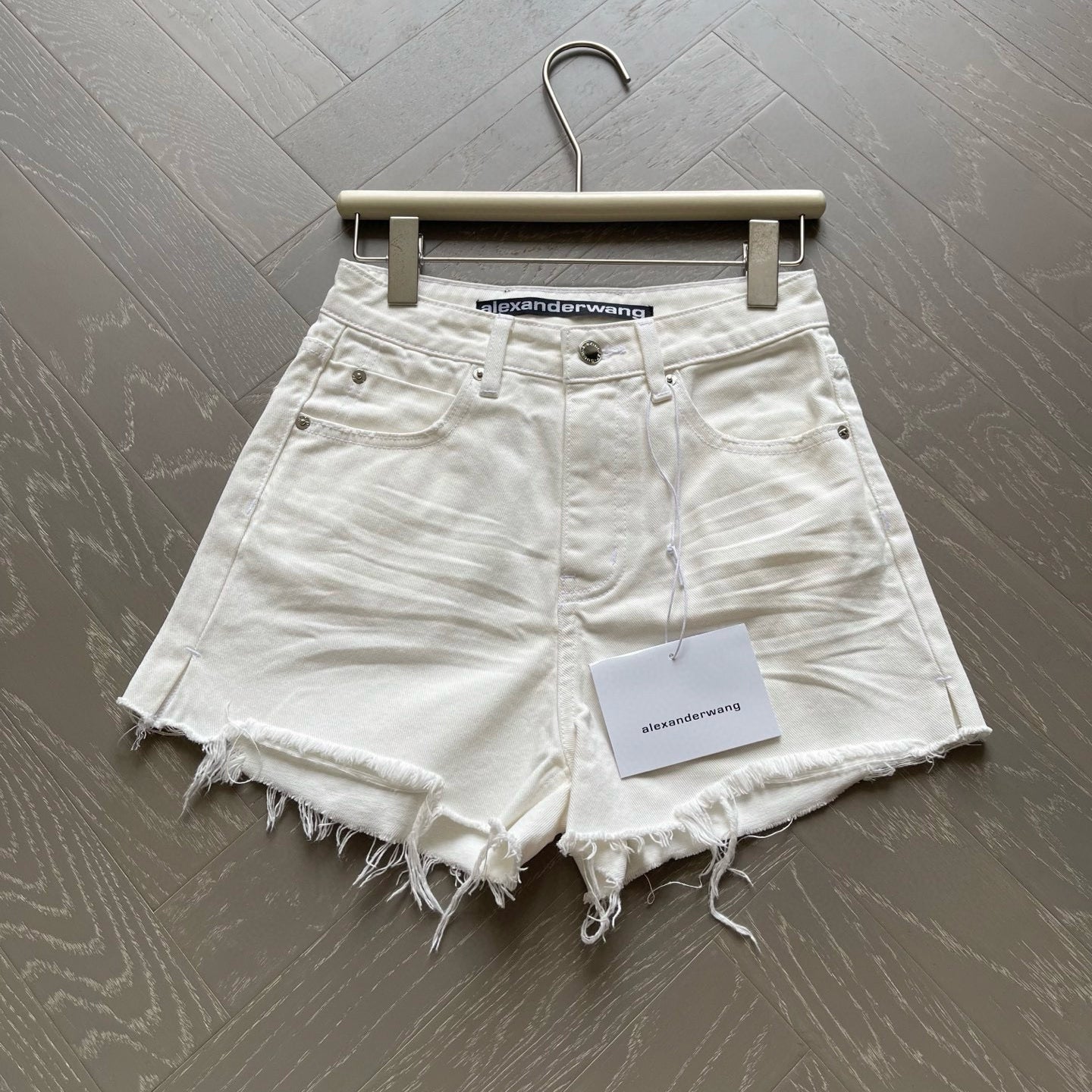 Women's Summer Washed Solid Colour Worn Raw Edge Denim Shorts #76852