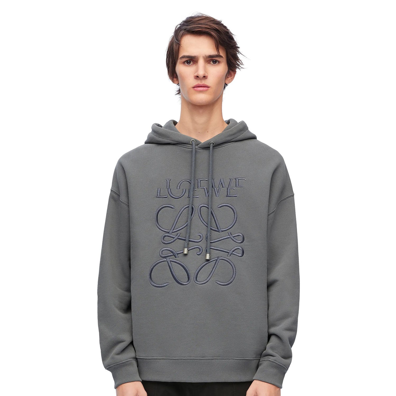 Men's Spring And Autumn Solid Color Letter Embroidery Cotton Loose Drawstring Long Sleeve Hooded Sweatshirt #98258