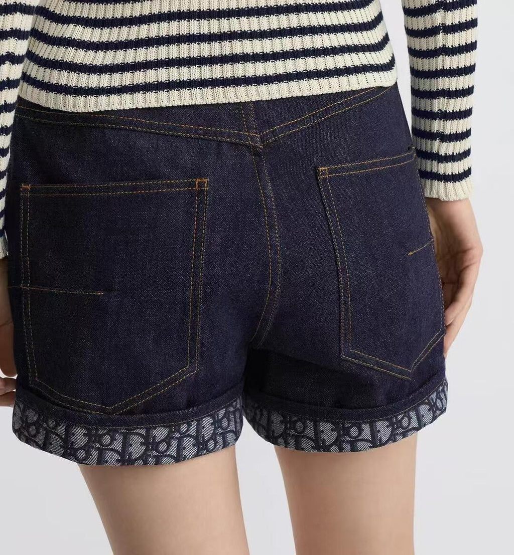 Women's Summer Monogrammed Blue Denim Shorts #75874