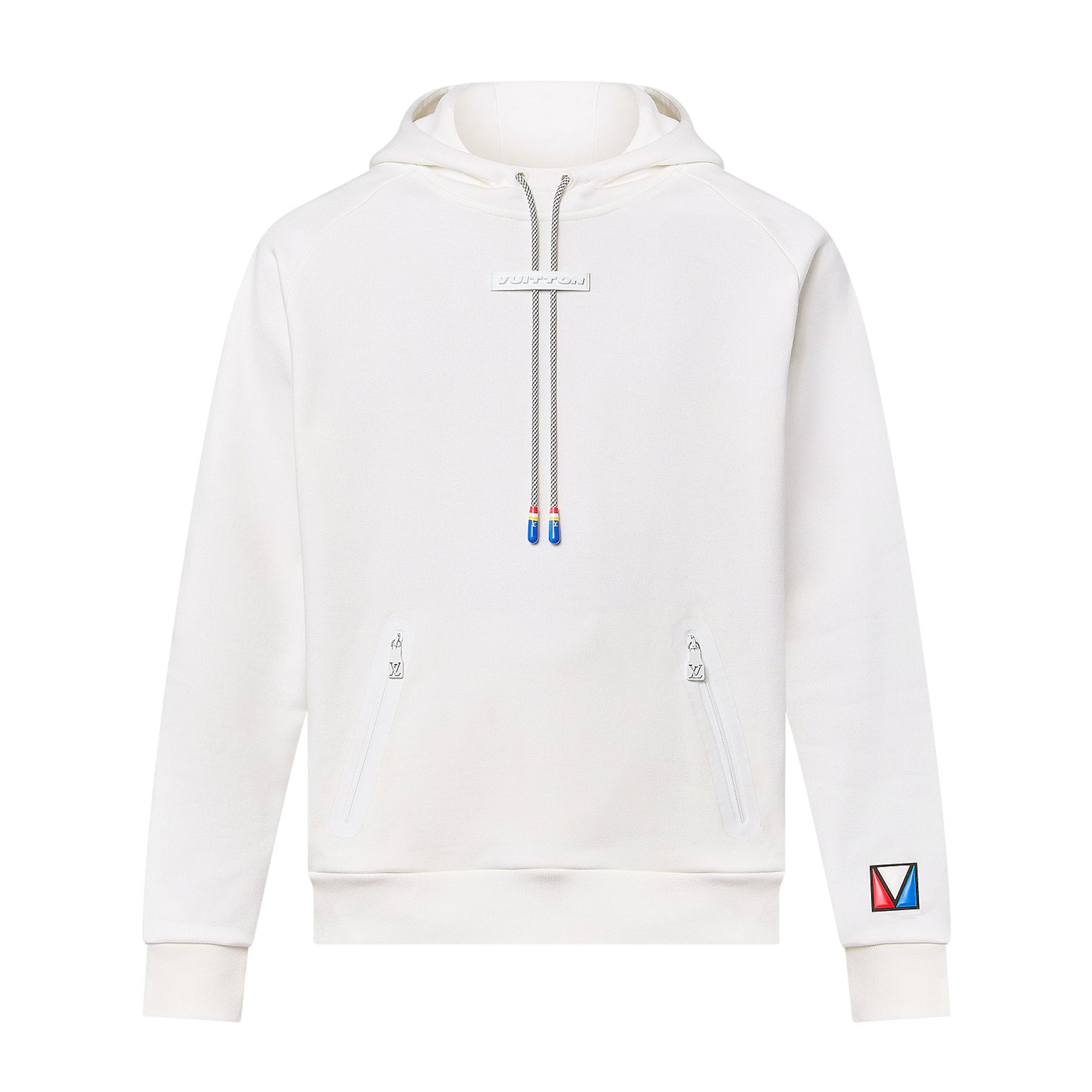 Men's Fall/Winter White Hooded Drawstring Logo Long Sleeve Sweatshirt Pullover #72888