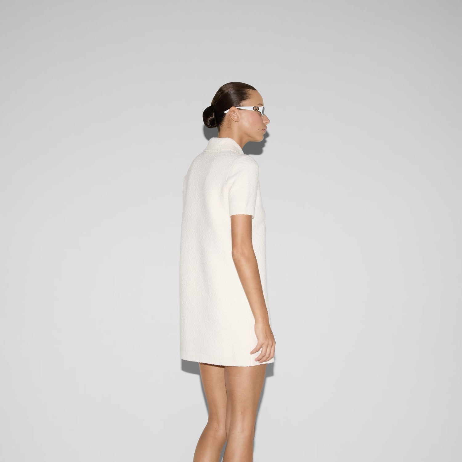 Women's Spring and Autumn Solid Color Wool Polo Neck Short Sleeve Neck Dresses Ngvp #9194