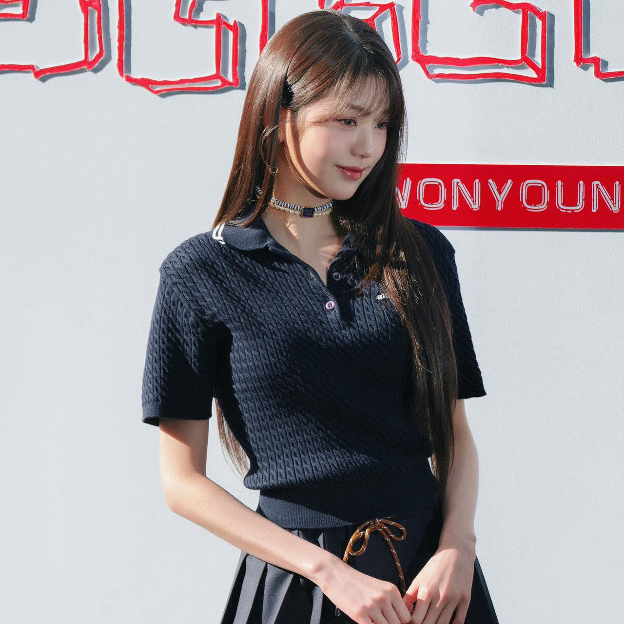 Women's Summer Dark Blue Letter Logo Embroidery Cotton Straight Short Sleeve Polo Shirt T-Shirt #72548