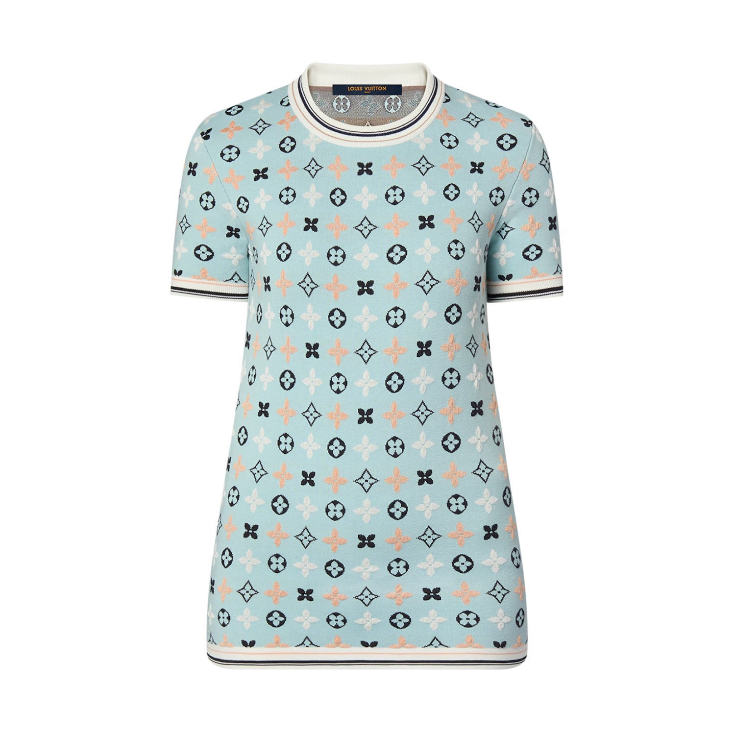 Women's Summer Solid Color Logo Printed Round Neck Short Sleeve Knit T-Shirt #72797