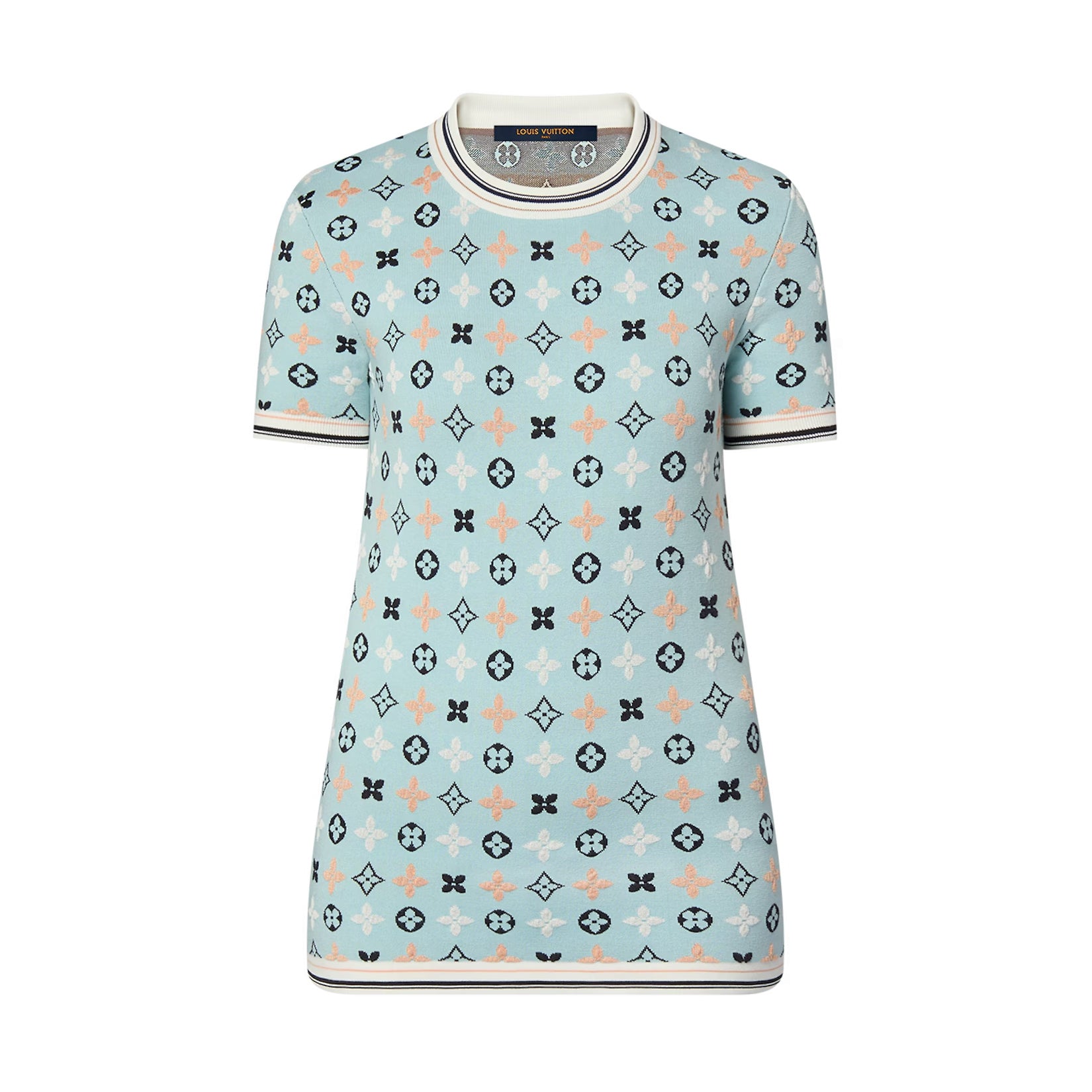 Women's Summer Solid Color Logo Printed Round Neck Short Sleeve Knit T-Shirt #72797