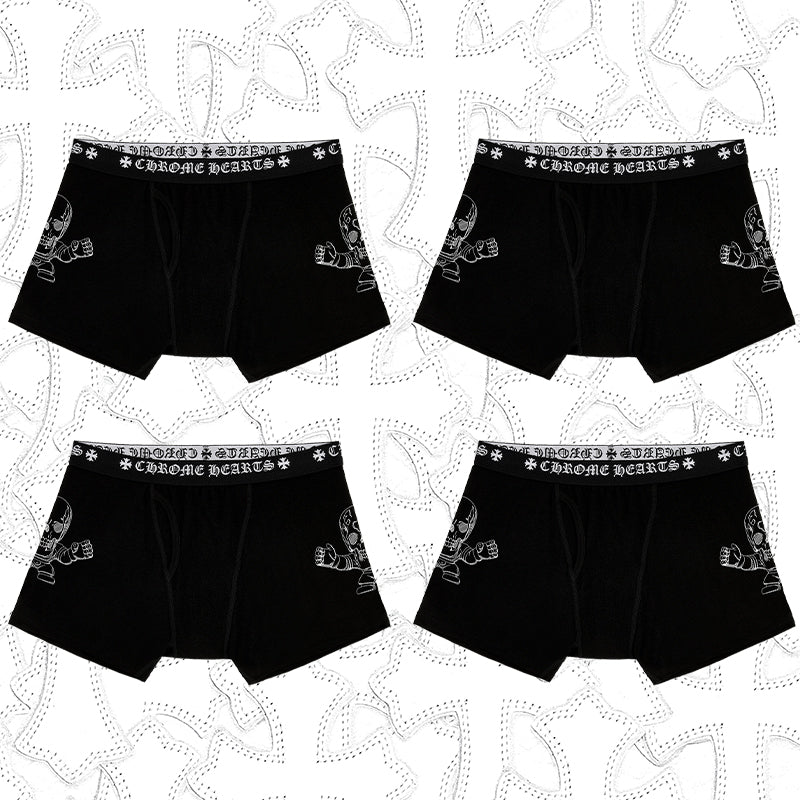 Men's And Women's Pure Color Sanskrit Print Cotton High Elasticity Boxer Briefs Underwear #77394