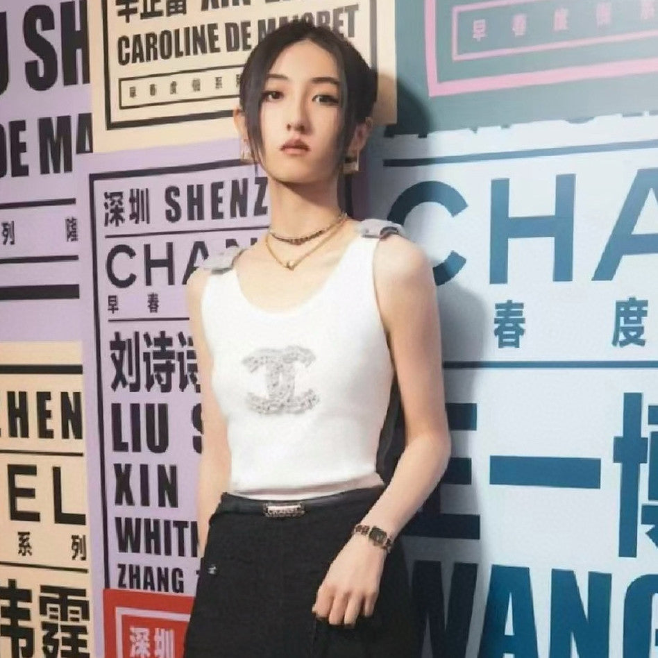 Women's Summer Fashion Casual Crew Neck Pullover Top with Adjustable Straps in Pure Cotton Fabric Vest #78844