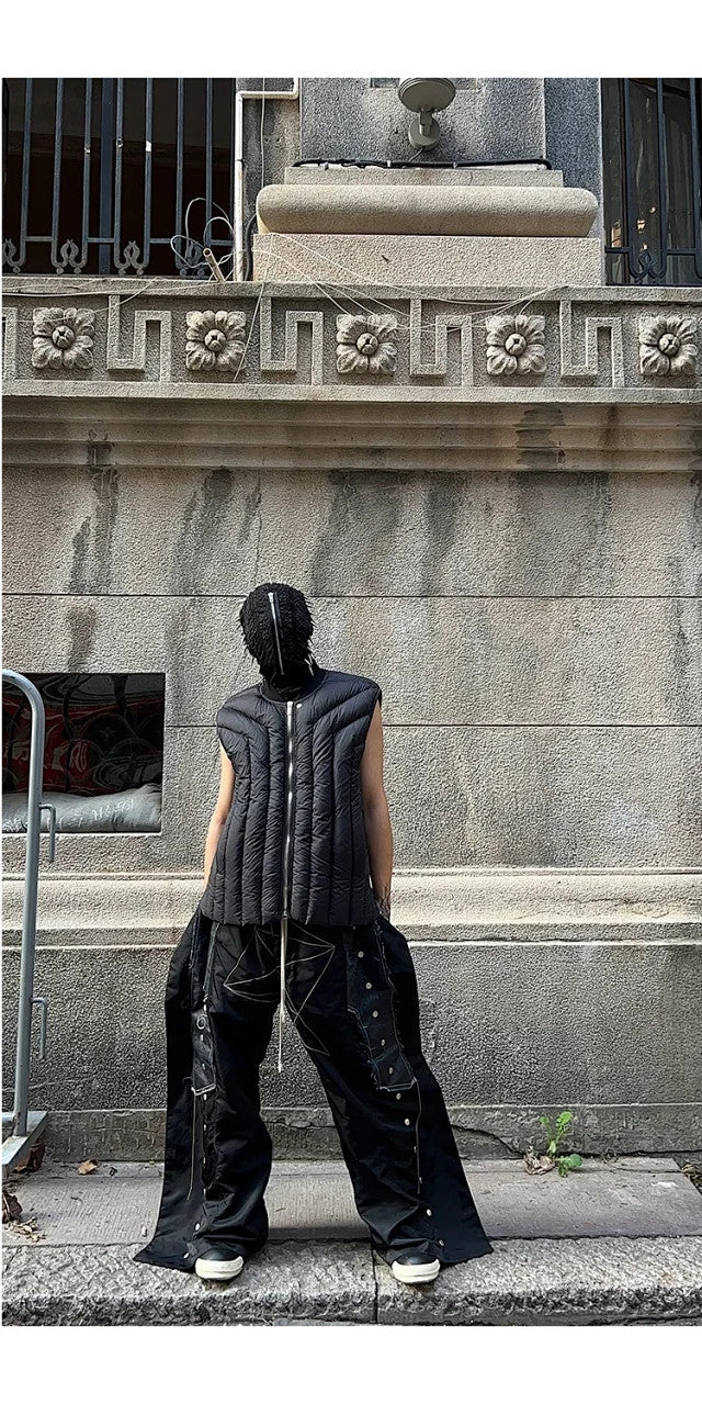 Men's And Women's Fall And Winter Quilted Design Down Jacket Bib Undershirt Jacket Zipper Black Trend Vest Jacket Ngvp #2612