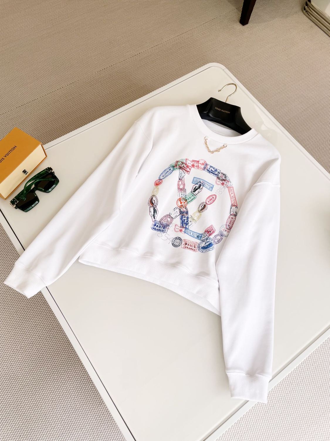 Women's Spring and Autumn White Round Neck Travel Seal Print Long Sleeve Sweatshirt #74178