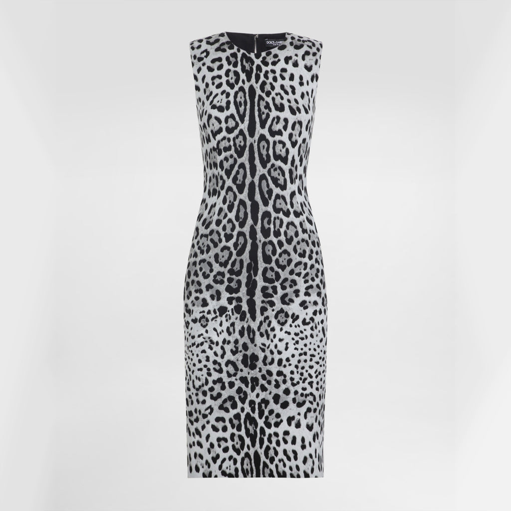 Women's Spring And Summer Leopard Print Mid-length Straight Dress Sleeveless Round Neck Temperament Elegant Long Dresses  Ngvp #9864