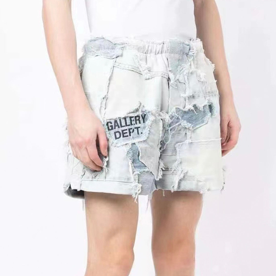 Men's Women's Four Seasons Vintage Old Spliced Shorts Casual High Street Gradient Jeans Pants Ngvp #8627